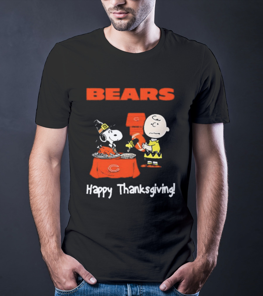 BEARS Chicago Charlie Brown And Snoopy Happy Thanksgiving T-Shirt