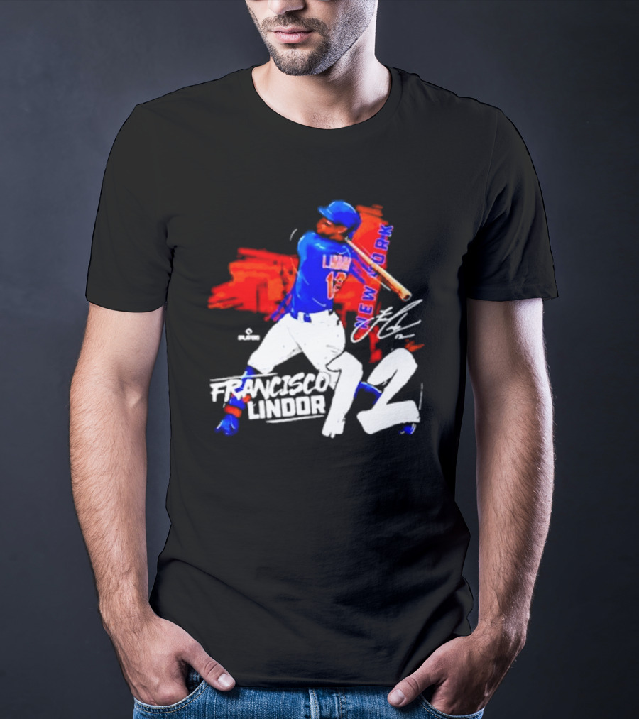 FRANCISCO LINDOR NEW YORK METS NUMBER 12 SIGNATURE HIT T-Shirt