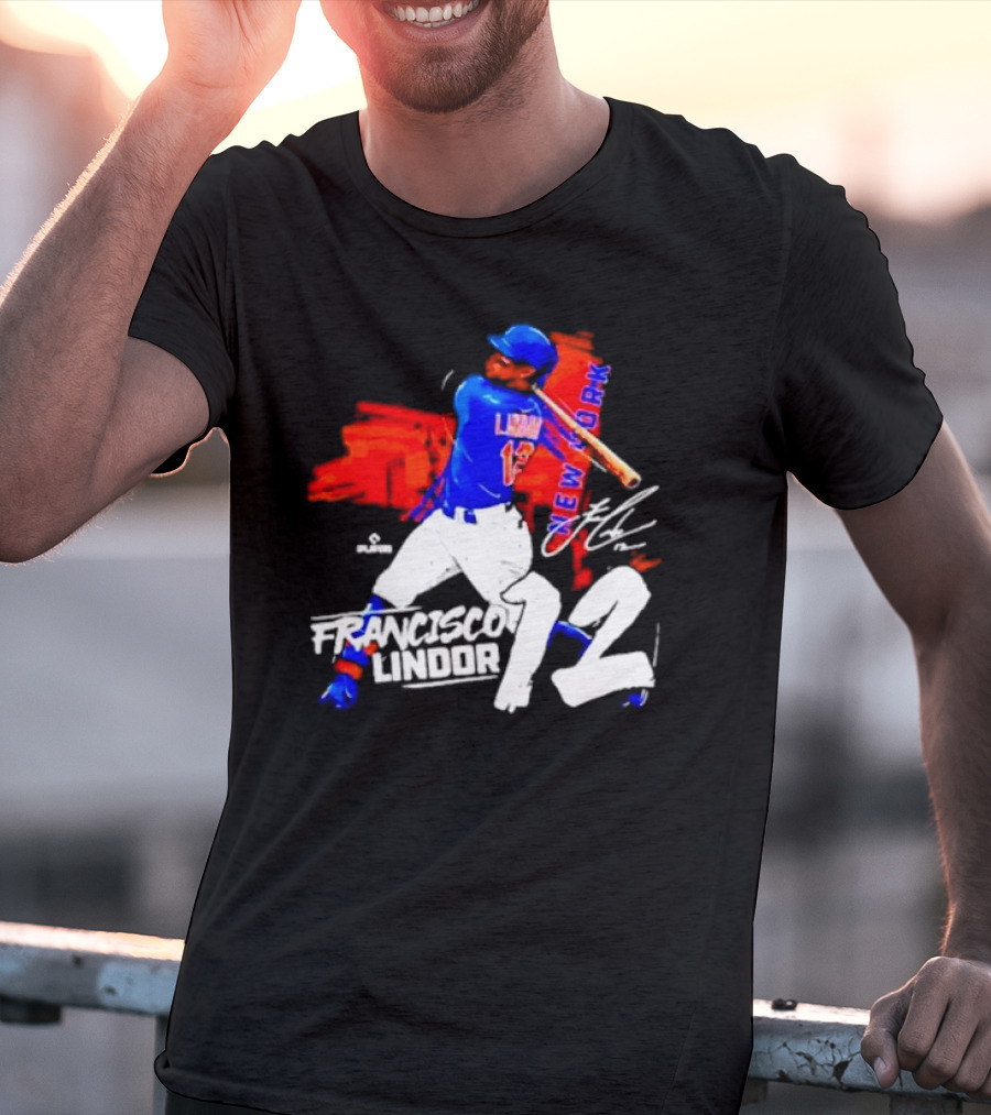 FRANCISCO LINDOR NEW YORK METS NUMBER 12 SIGNATURE HIT T-Shirt