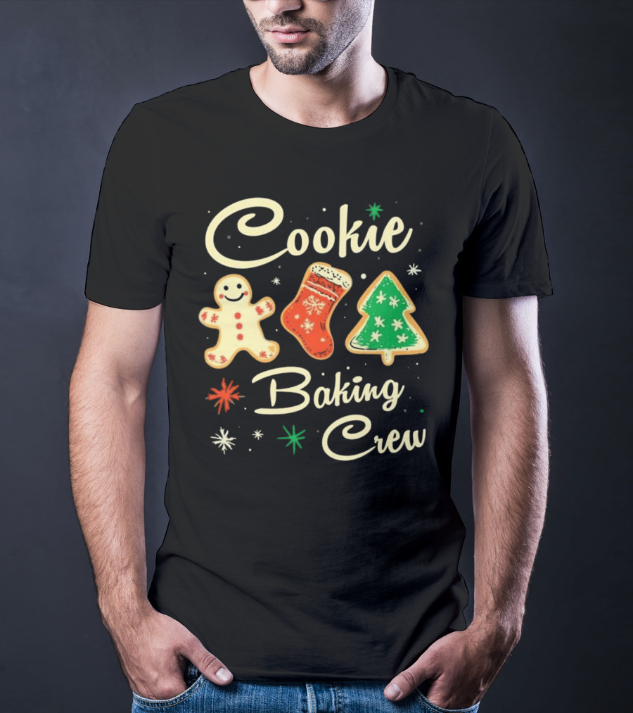 Cookie Baking Crew Christmas Gingerbread Stocking Tree Cookies T-Shirt
