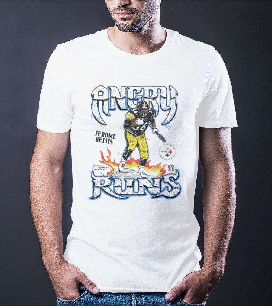 Angry Runs Jerome Bettis Pittsburgh Steelers NFL Good Morning Football T-Shirt