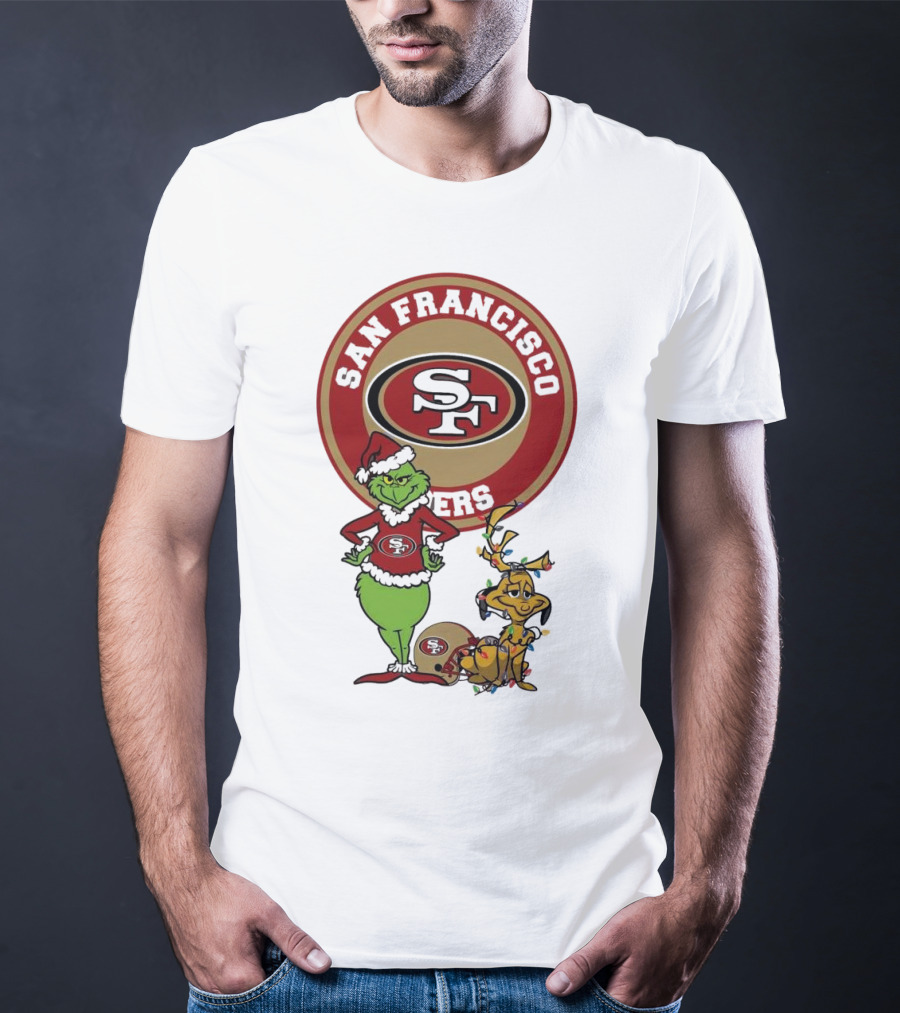 San Francisco 49ers Grinch And Max Merry Christmas T-Shirt