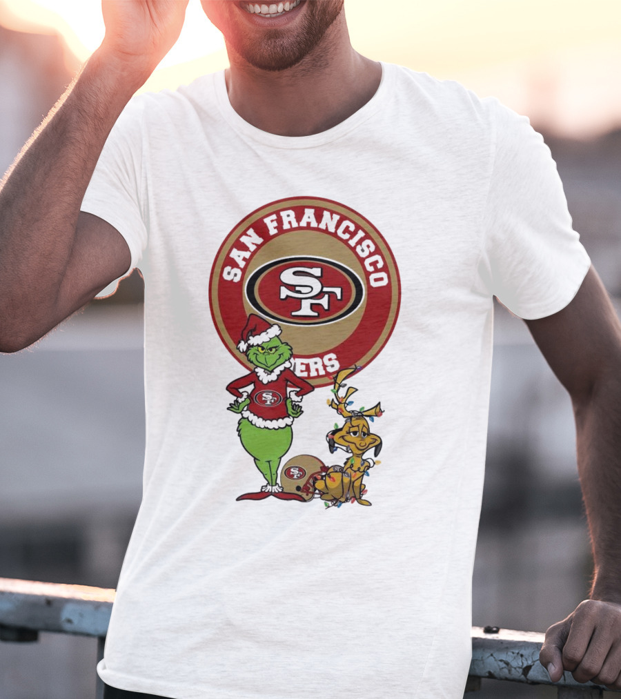 San Francisco 49ers Grinch And Max Merry Christmas T-Shirt