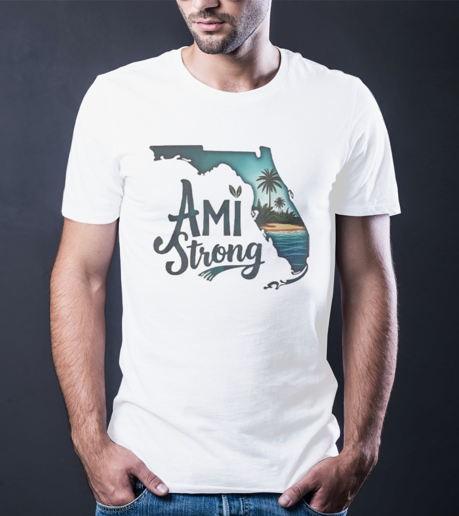 Ami Strong Florida Tropical Palm Beach Scene T-Shirt