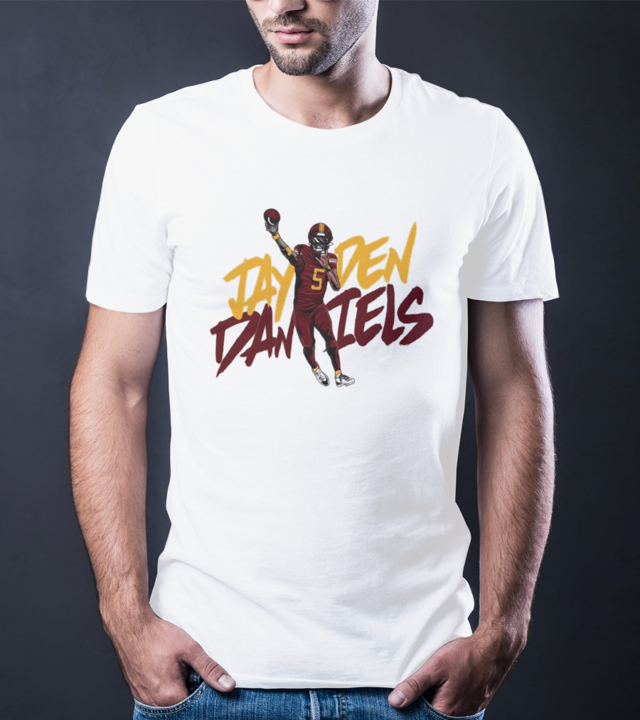 Jayden Daniels Washington Commanders Player Cartoon Football 5 T-Shirt