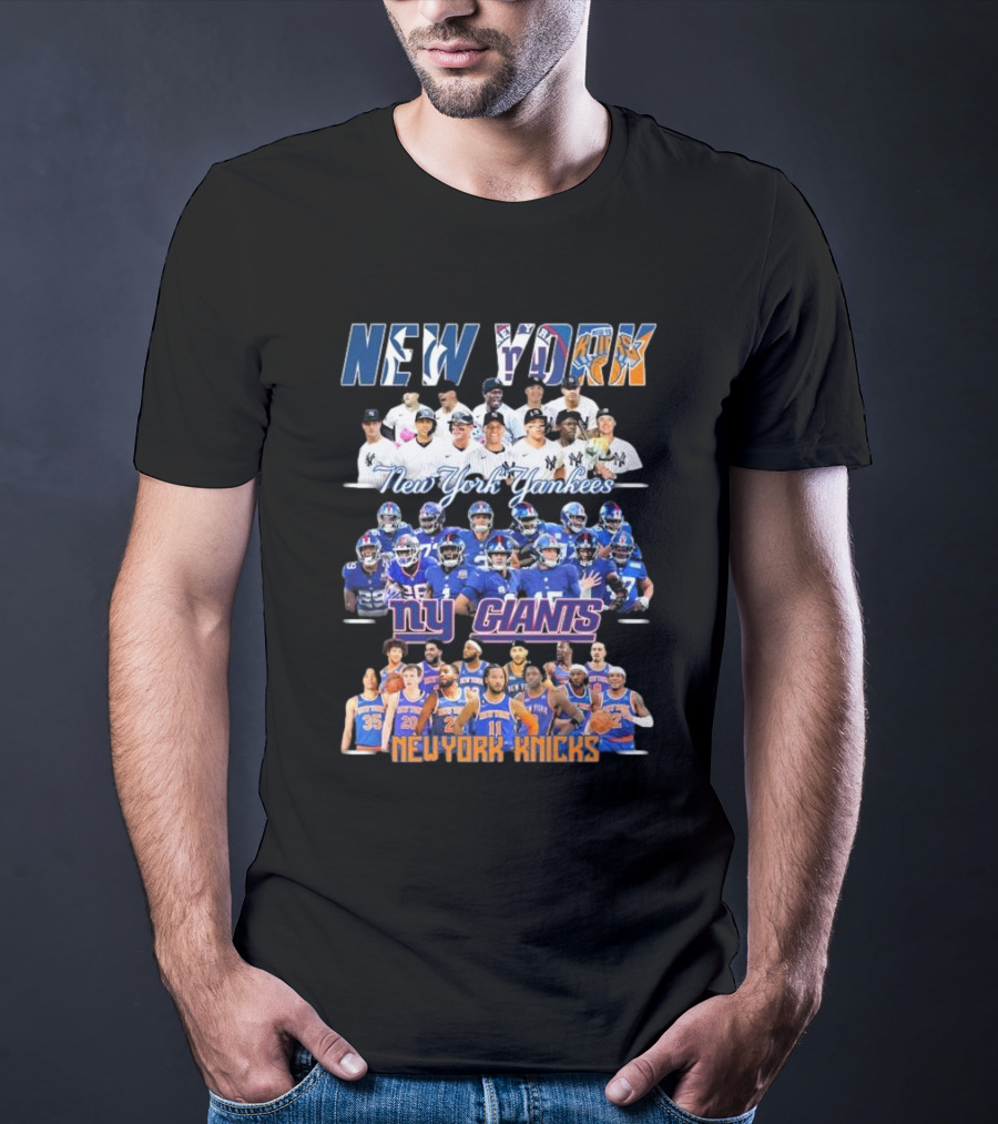 New York Yankees NY Giants New York Knicks Team Players T-Shirt