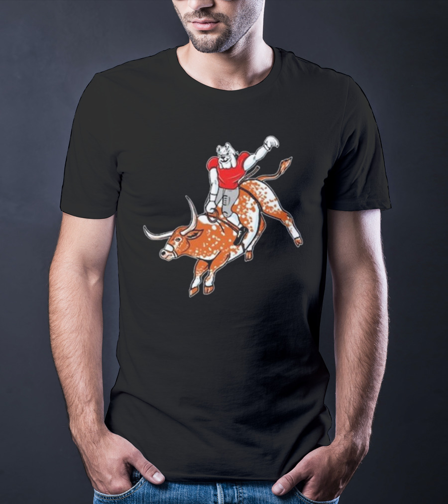 Ga Horns Down Bulldog Rides Longhorn T-Shirt