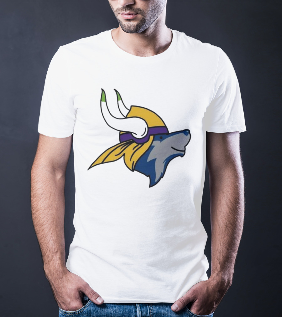 Minnesota Timbervikes Wolf And Viking Helmet Mashup T-Shirt