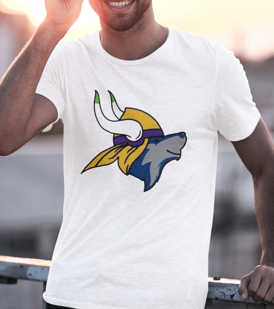 Minnesota Timbervikes Wolf And Viking Helmet Mashup T-Shirt