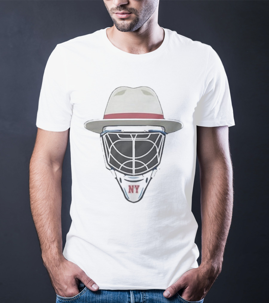 New York Rangers NY Hockey Mask Fedora Hat T-Shirt