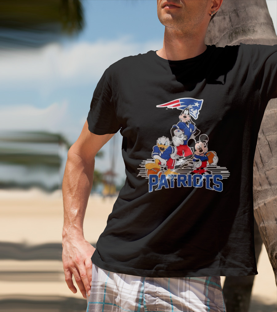 Mickey Donald Goofy Patriots Football Disney Crossover T-Shirt