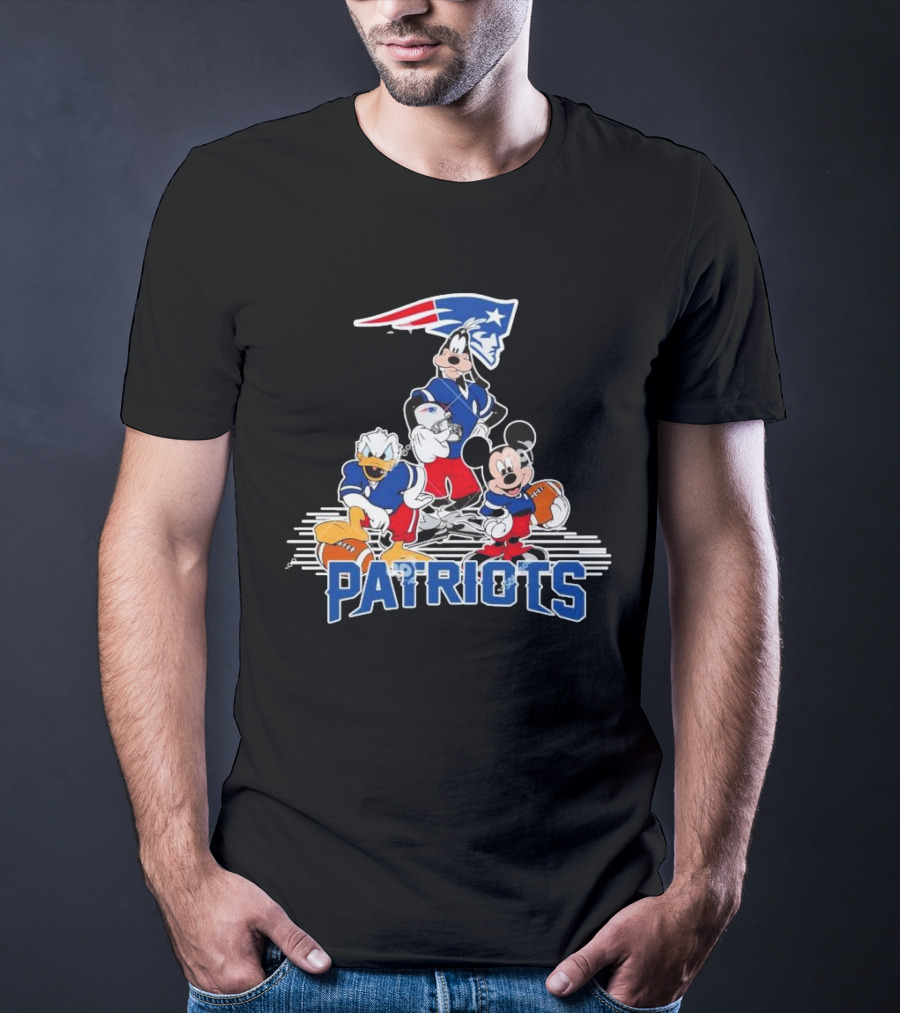 Mickey Donald Goofy Patriots Football Disney Crossover T-Shirt