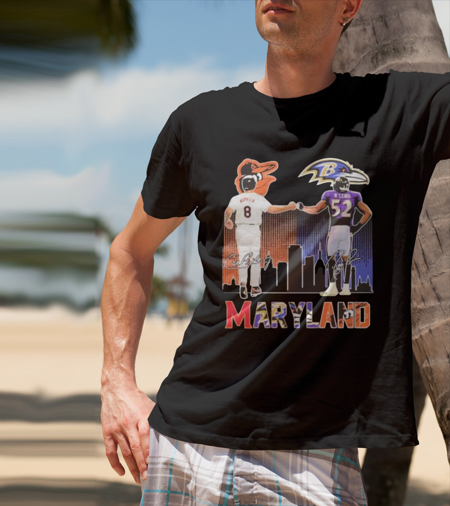 Maryland Sports Baltimore Orioles Ripken Baltimore Ravens Lewis Signatures T-Shirt