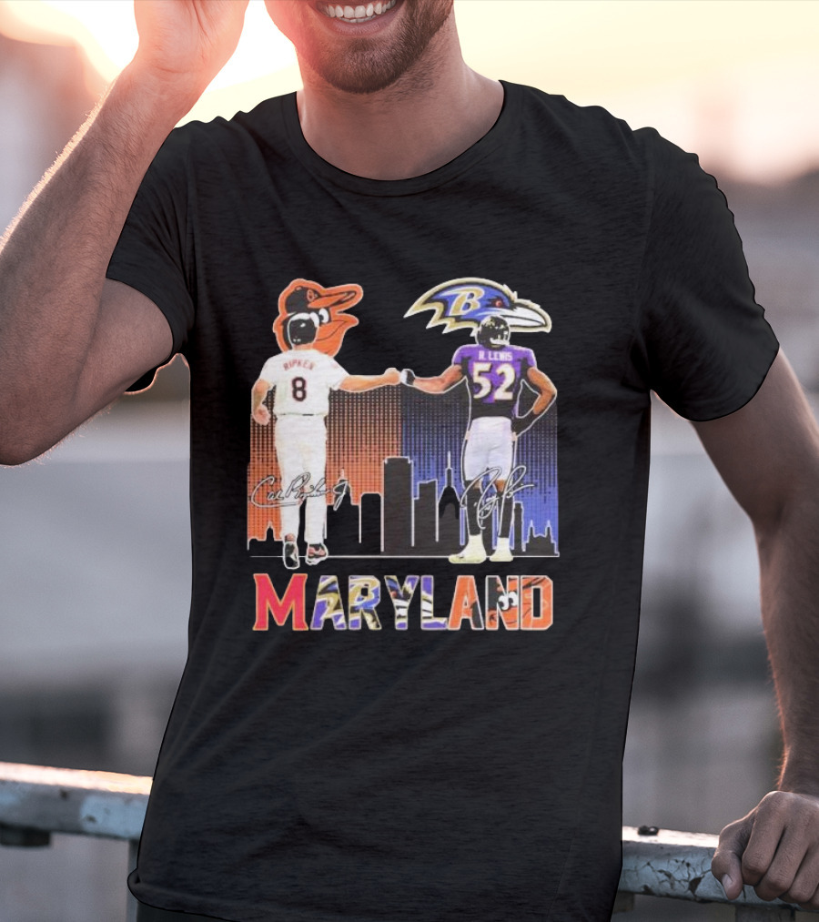 Maryland Sports Baltimore Orioles Ripken Baltimore Ravens Lewis Signatures T-Shirt