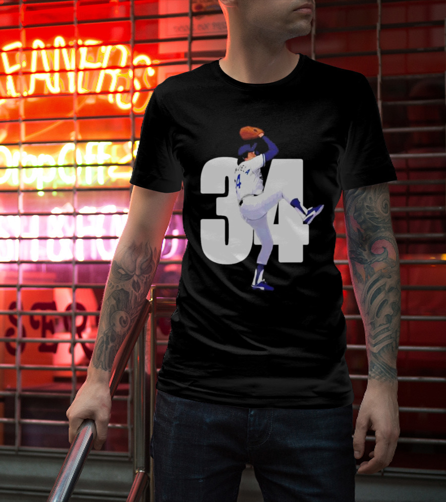 34 Fernando Valenzuela Pitcher Los Angeles Dodgers T-Shirt