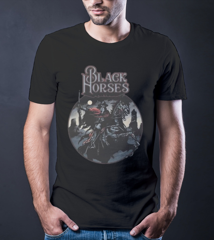 Black Horses Moonlit Knight T-Shirt