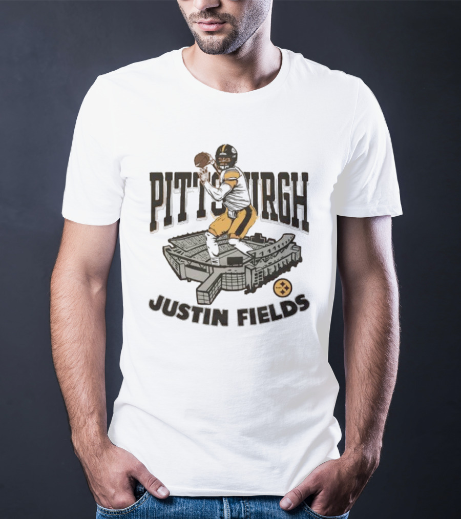 Pittsburgh Steelers Justin Fields Player Stadium NFL Football T-Shirt