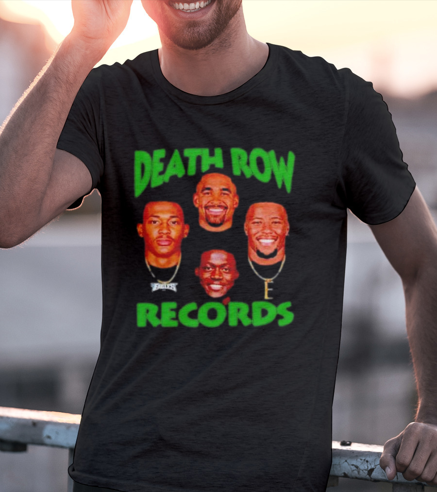 Philadelphia Eagles Death Row Records AJ Brown Jalen Hurts Devonta Smith Saquon Barkley T-Shirt