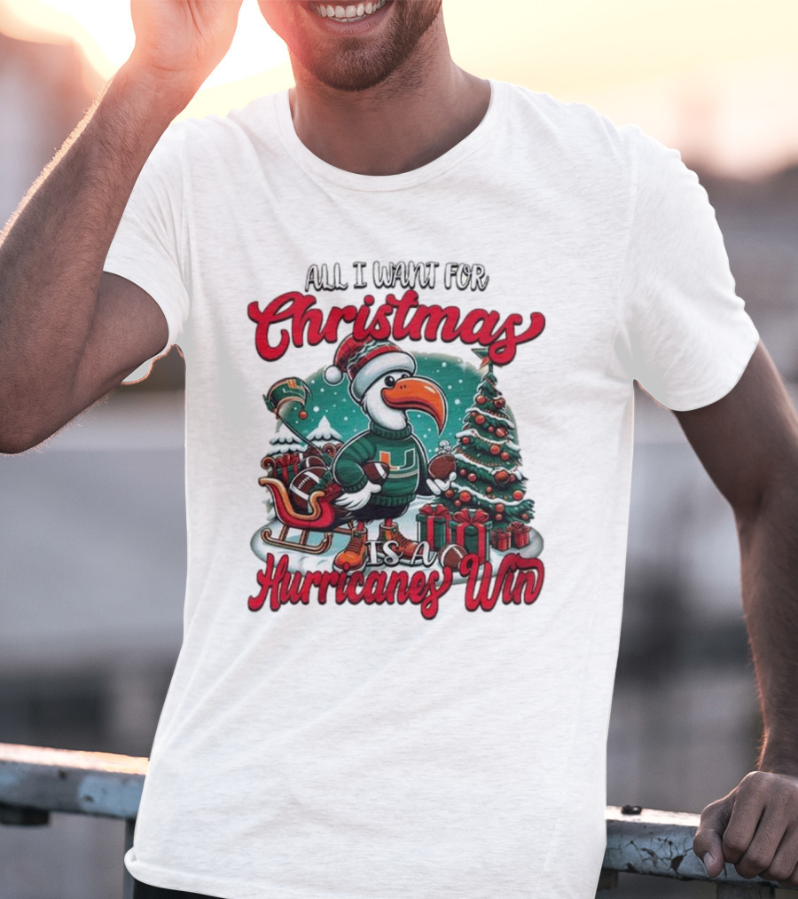 All I Want For Christmas Is A Hurricanes Win Santa Birdfest T-Shirt