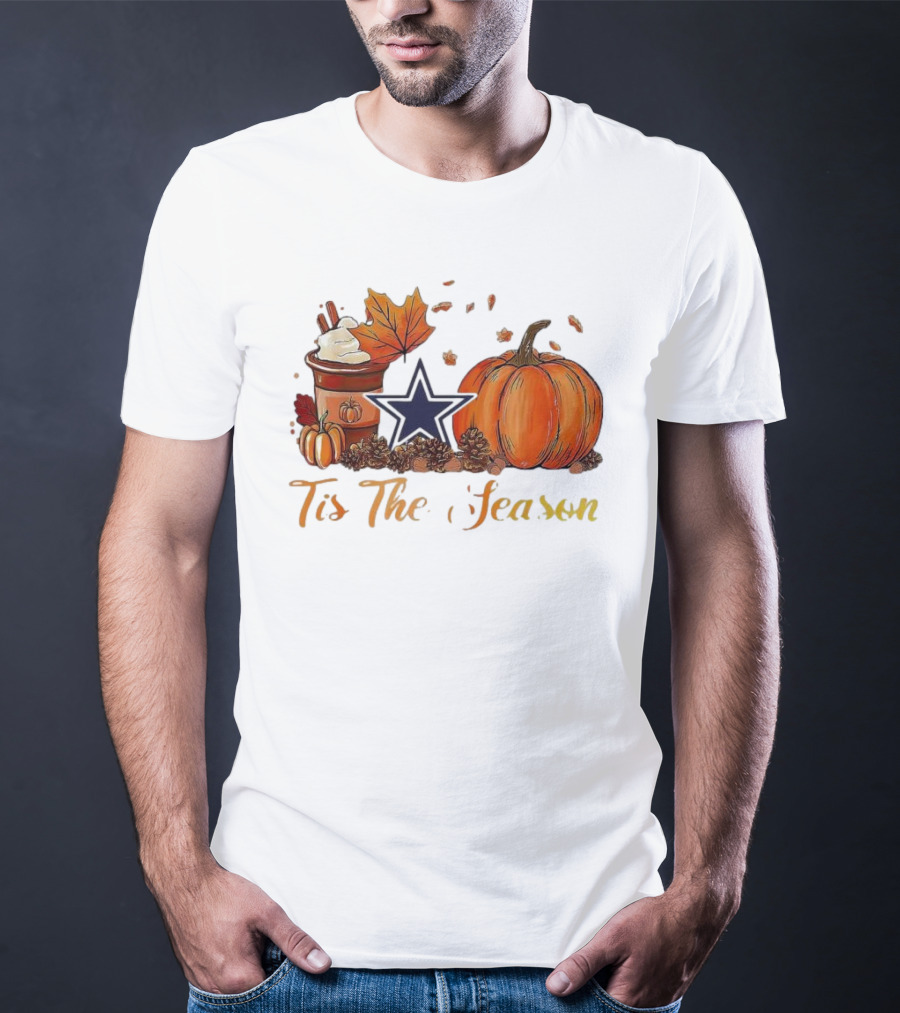 Dallas Cowboys Tis The Season Pumpkin Latte Autumn Decor T-Shirt
