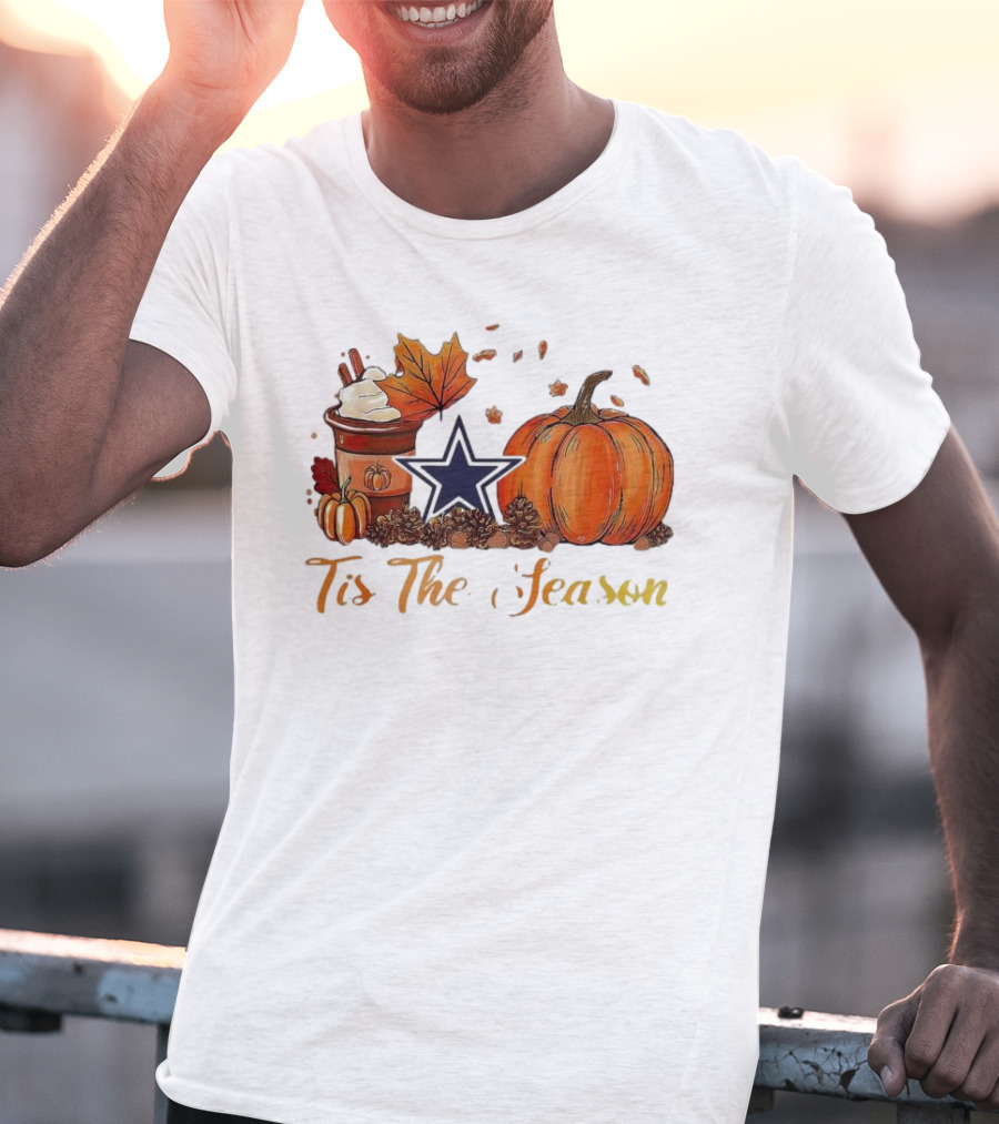 Dallas Cowboys Tis The Season Pumpkin Latte Autumn Decor T-Shirt