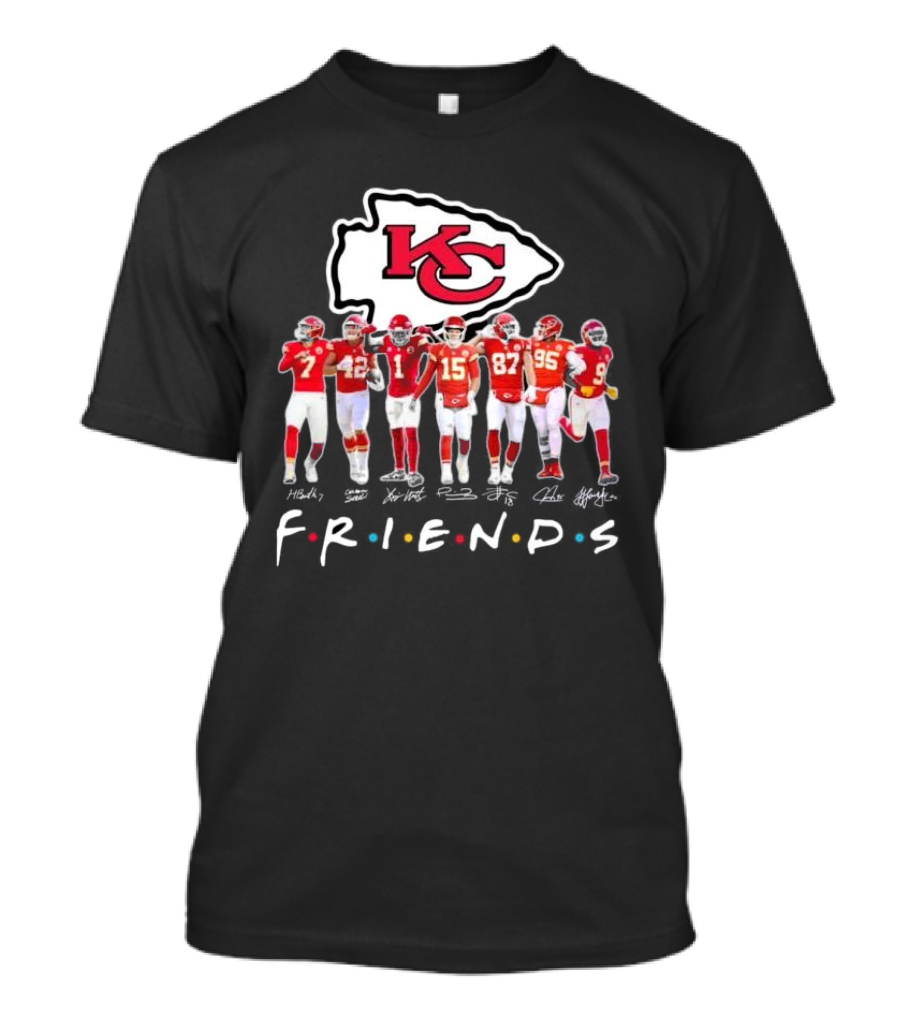 Kansas City Chiefs Friends Signatures Football Team T-Shirt