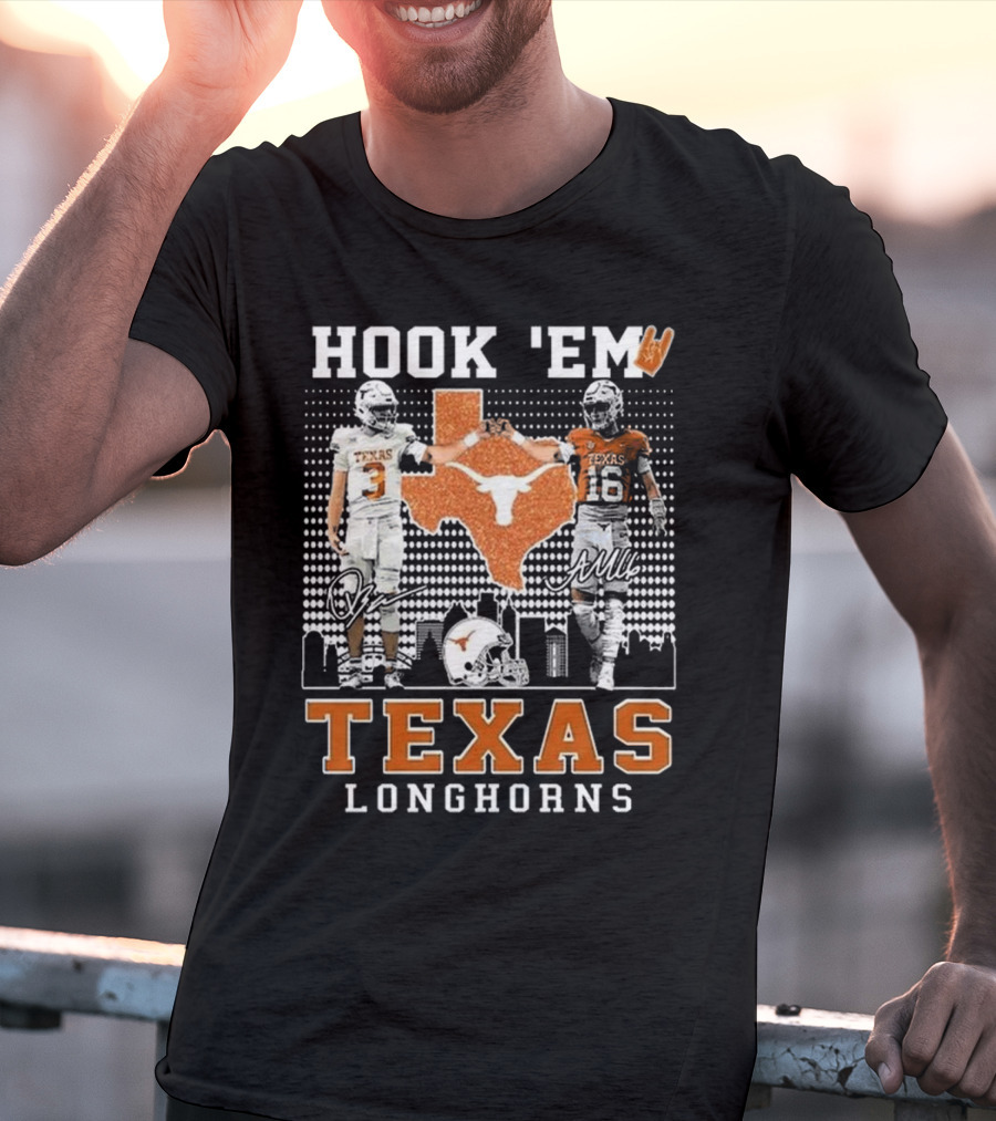 Hook 'Em Texas Longhorns Jordan Whittington Arch Manning Signatures T-Shirt