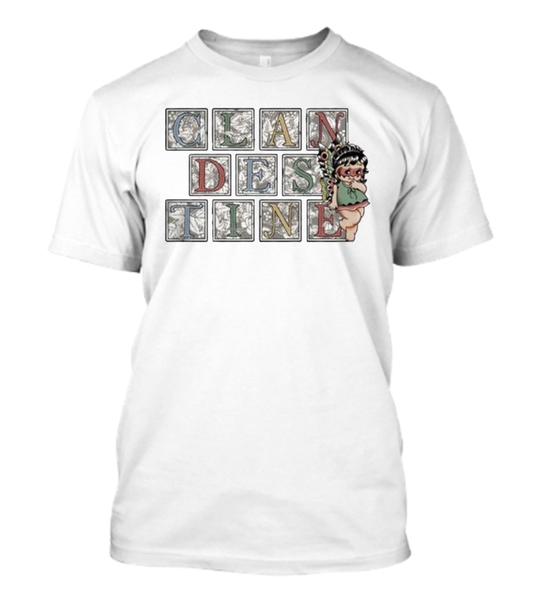 Clandestine Industries Fairy Letters Block Design With Cartoon Fairy T-Shirt