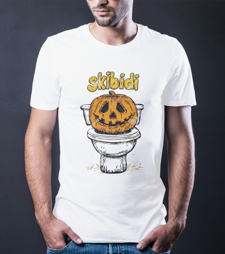 Skibidi Pumpkin On Toilet Jack-o'-Lantern T-Shirt