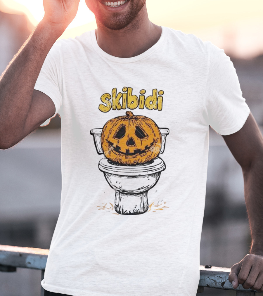 Skibidi Pumpkin On Toilet Jack-o'-Lantern T-Shirt