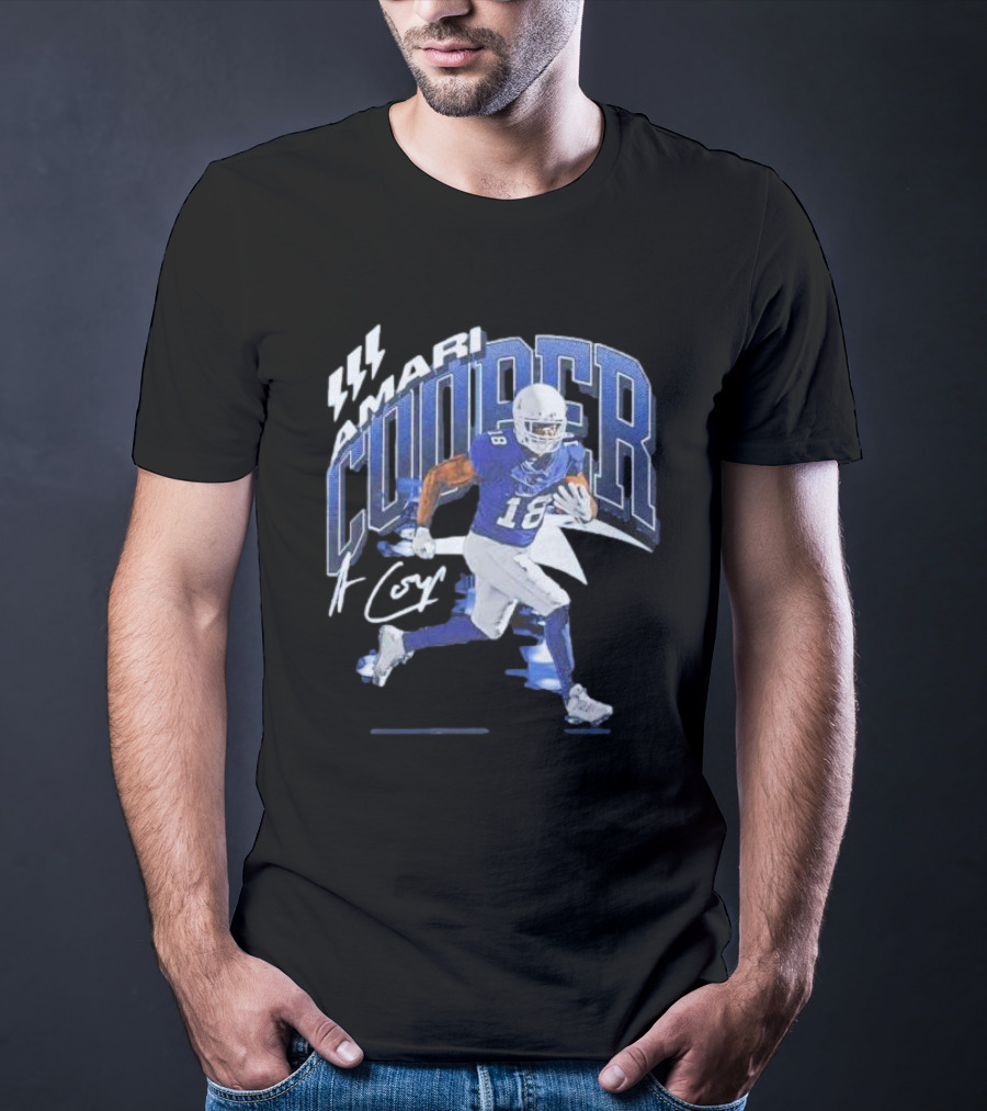 Amari Cooper Signature Football Player 18 With Energetic Blue T-Shirt
