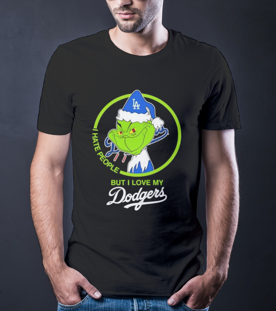 Grinch I Hate People But I Love My LA Dodgers Christmas T-Shirt