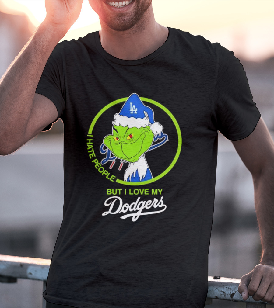 Grinch I Hate People But I Love My LA Dodgers Christmas T-Shirt