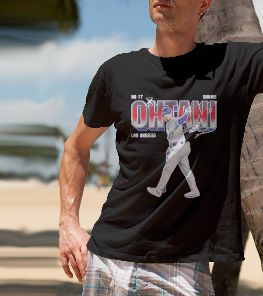 Shohei Ohtani No 17 Los Angeles Signature Baseball T-Shirt