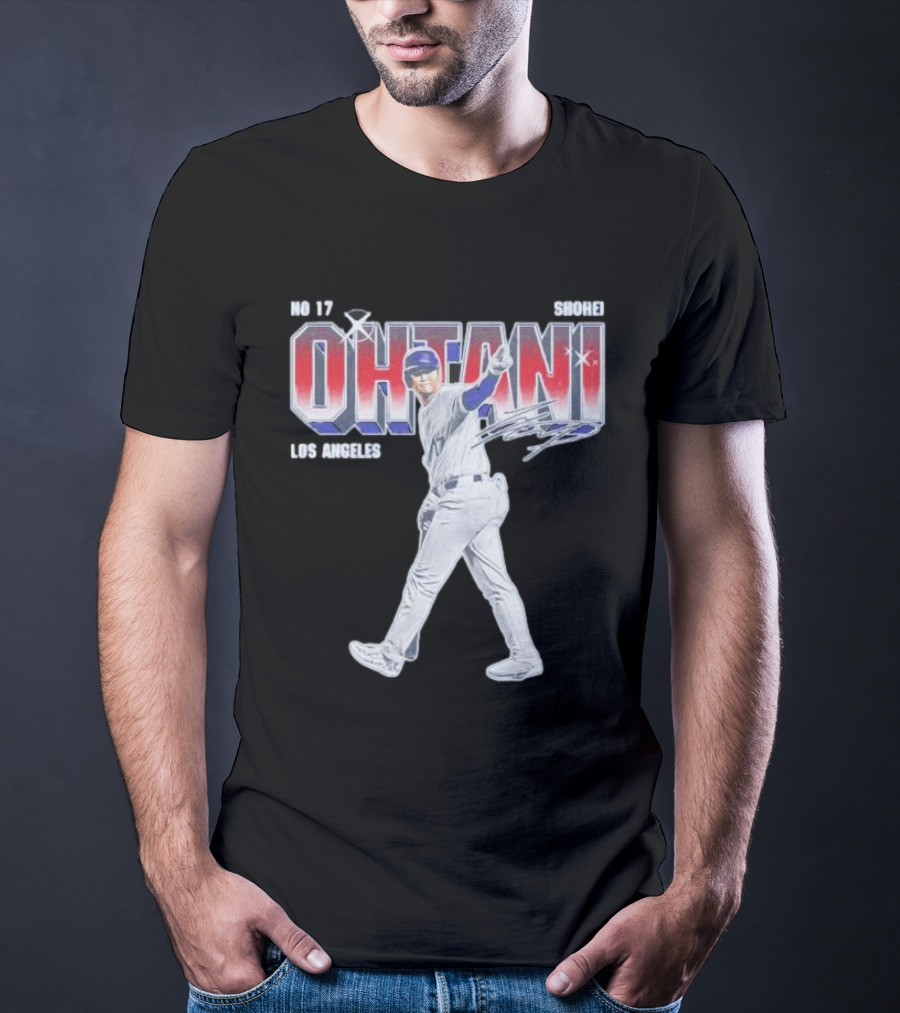 Shohei Ohtani No 17 Los Angeles Signature Baseball T-Shirt