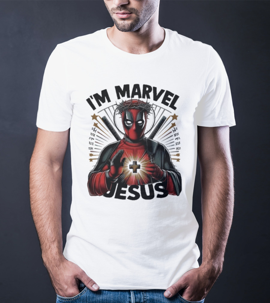 I'm Marvel Jesus Deadpool With Cross Halo And Swords T-Shirt