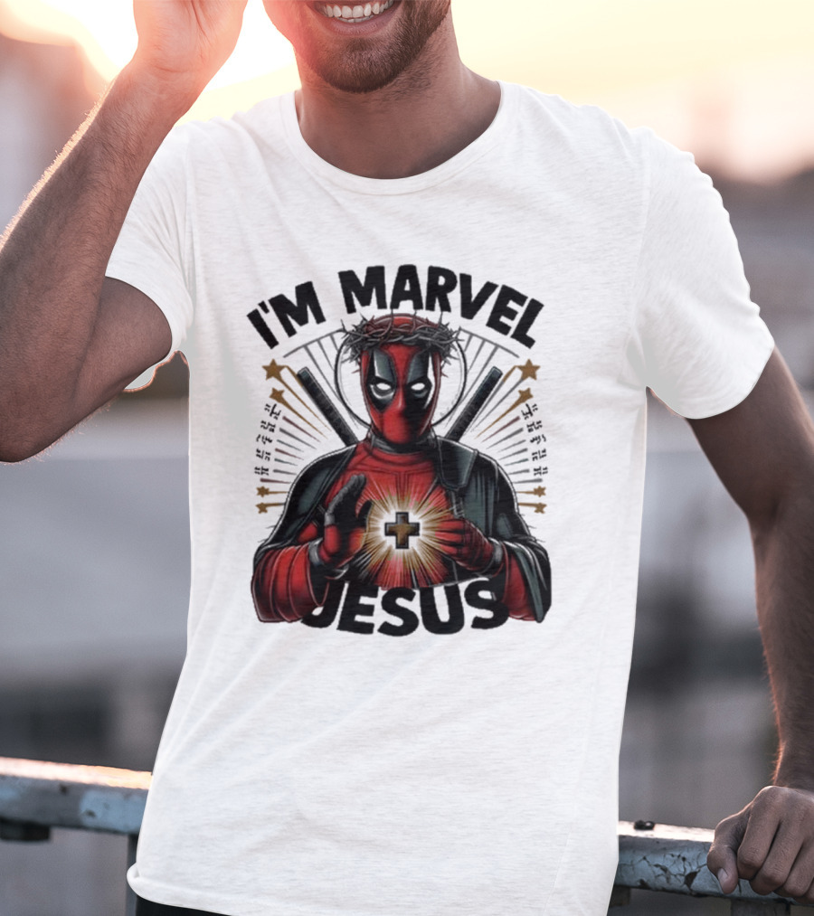 I'm Marvel Jesus Deadpool With Cross Halo And Swords T-Shirt