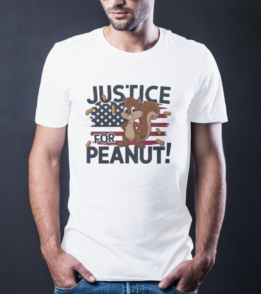 Justice For Peanut The Squirrel American Flag Peanuts T-Shirt
