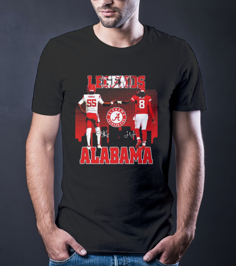 Alabama Crimson Tide Legends Thomas And Jones Signatures Cityline Red T-Shirt