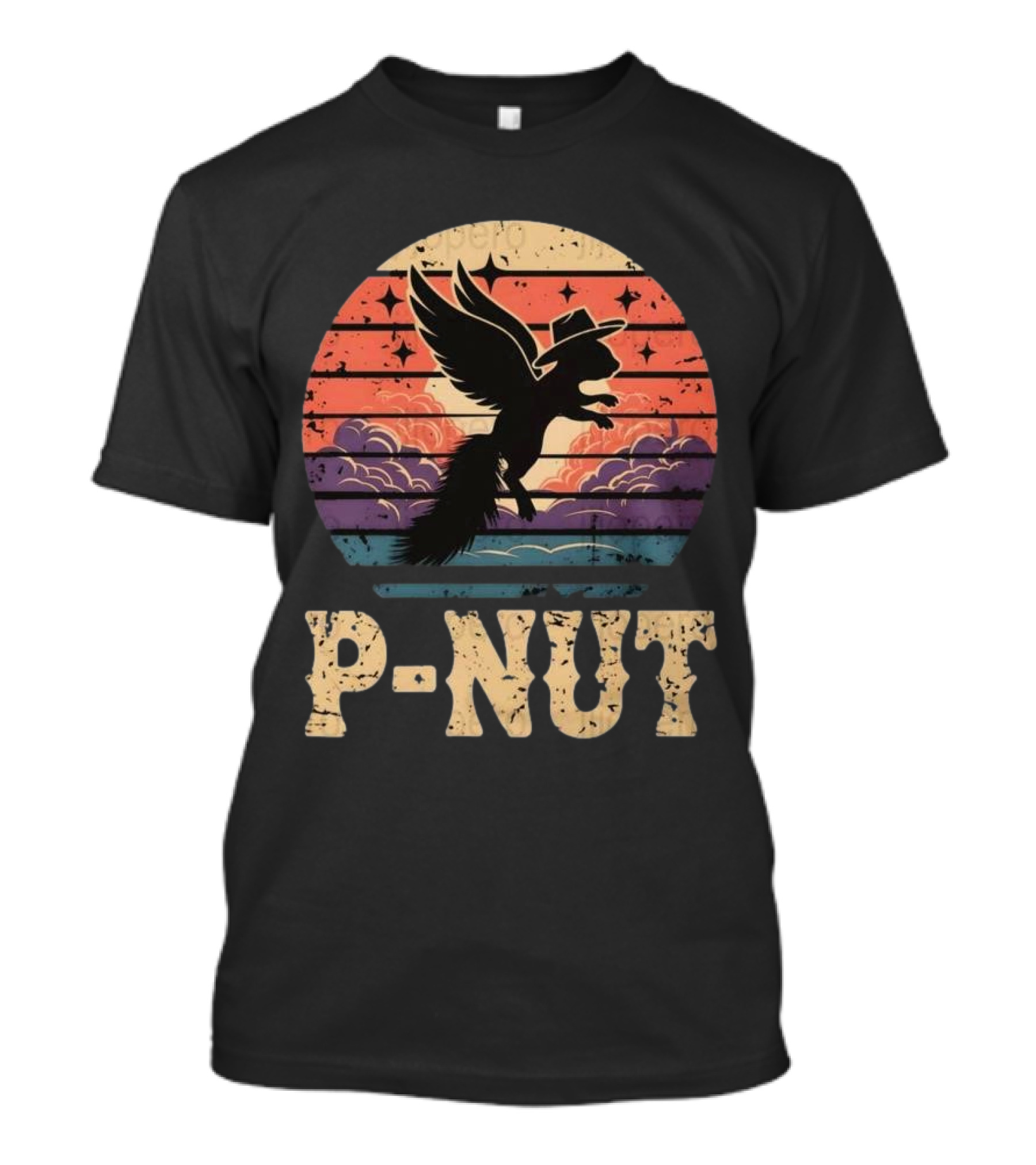 P-Nut Flying Squirrel In Hat With Sunset Sky Justice For Peanut T-Shirt