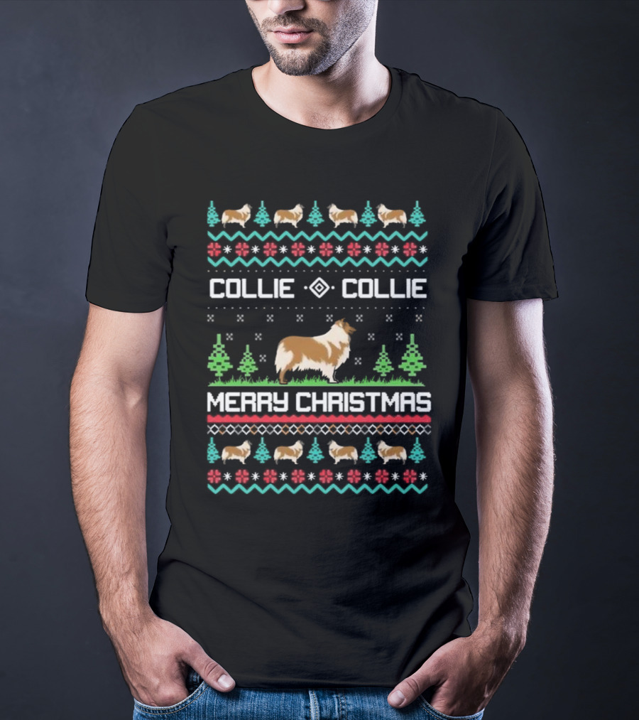 Collie Collie Merry Christmas Ugly Sweater T-Shirt