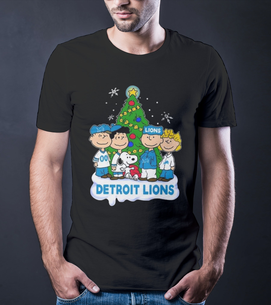 Detroit Lions Peanuts Merry Christmas T-Shirt