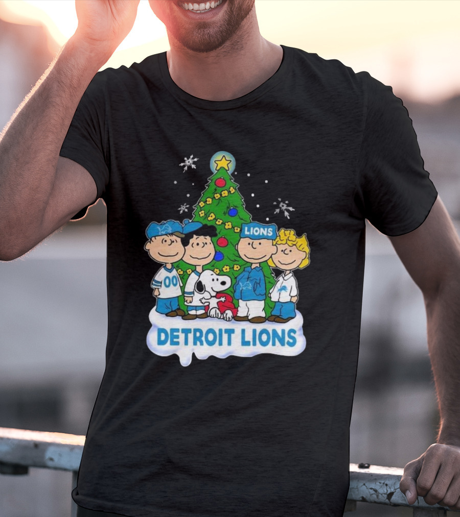 Detroit Lions Peanuts Merry Christmas T-Shirt