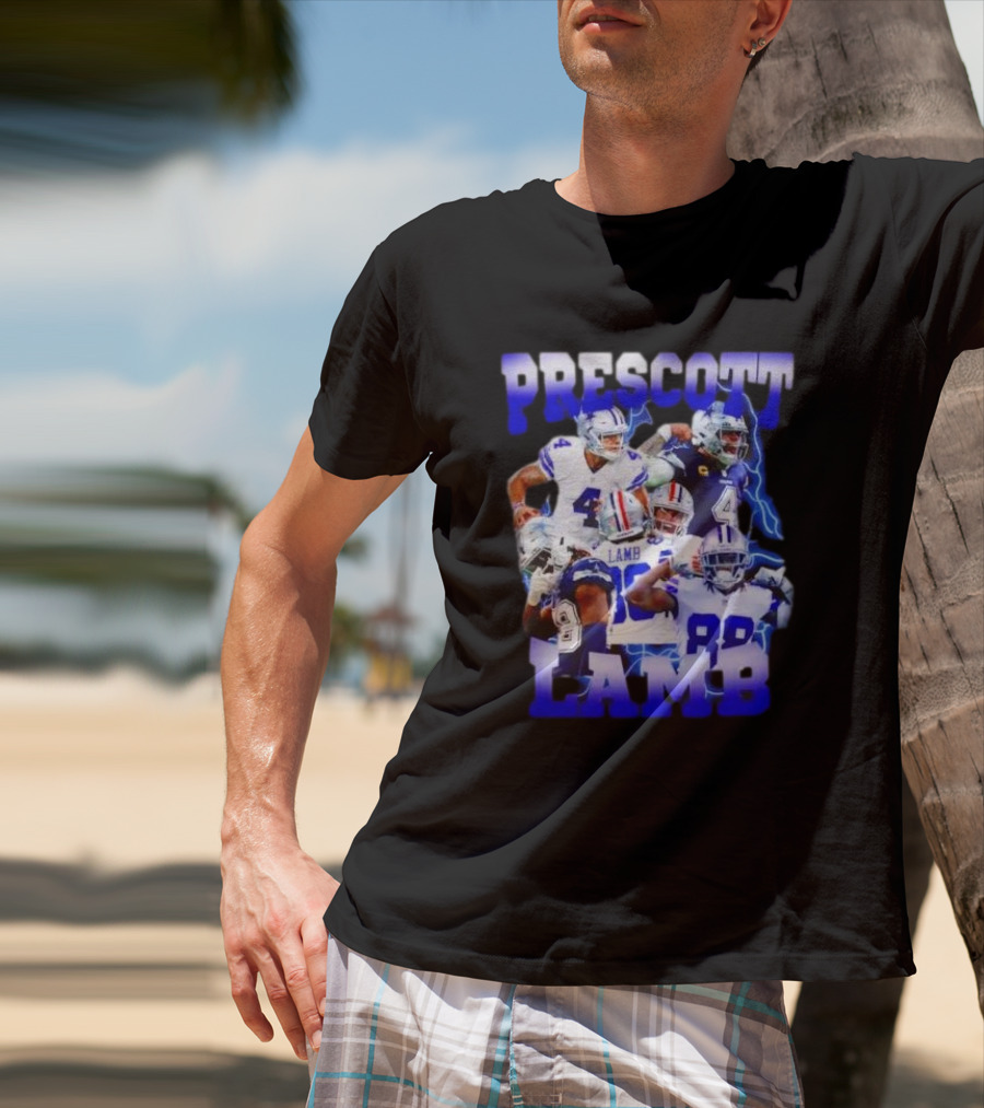 Prescott Lamb Dallas Cowboys Football Stars Collage T-Shirt