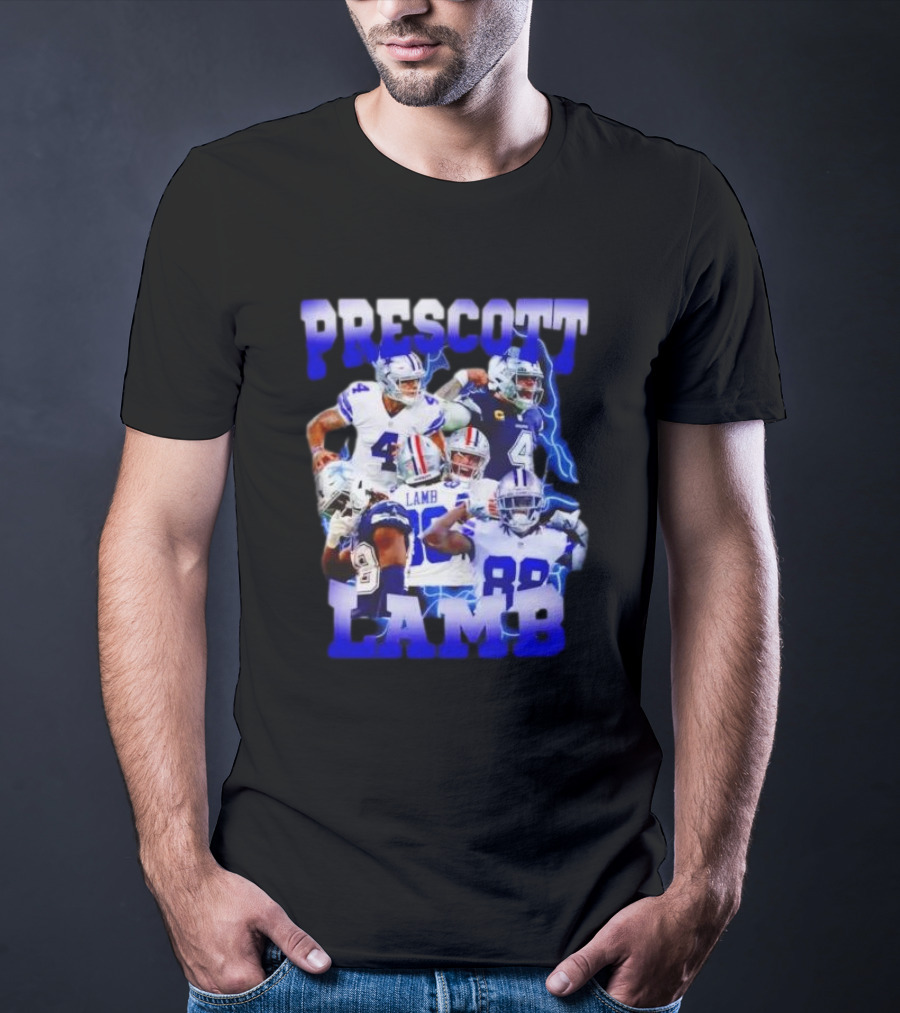 Prescott Lamb Dallas Cowboys Football Stars Collage T-Shirt