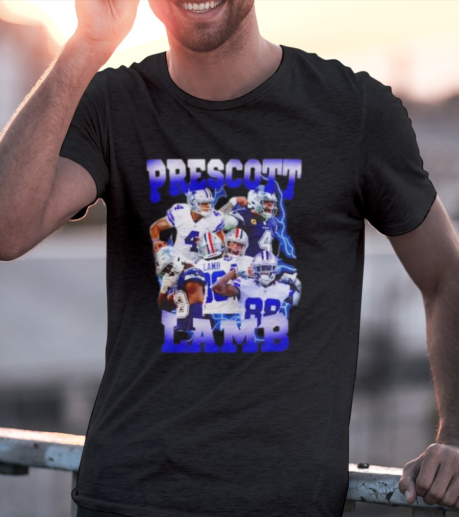 Prescott Lamb Dallas Cowboys Football Stars Collage T-Shirt
