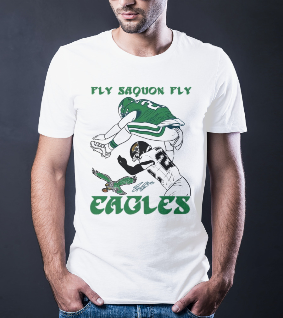 Fly Saquon Fly Eagles Reverse Hurdle Saquon Barkley Jarrian Jones T-Shirt