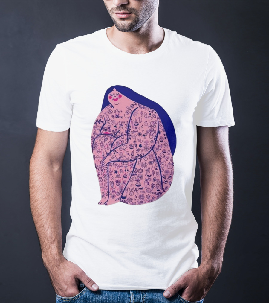 Marie Boiseau Tatouée Pink Figure With Detailed T-Shirt