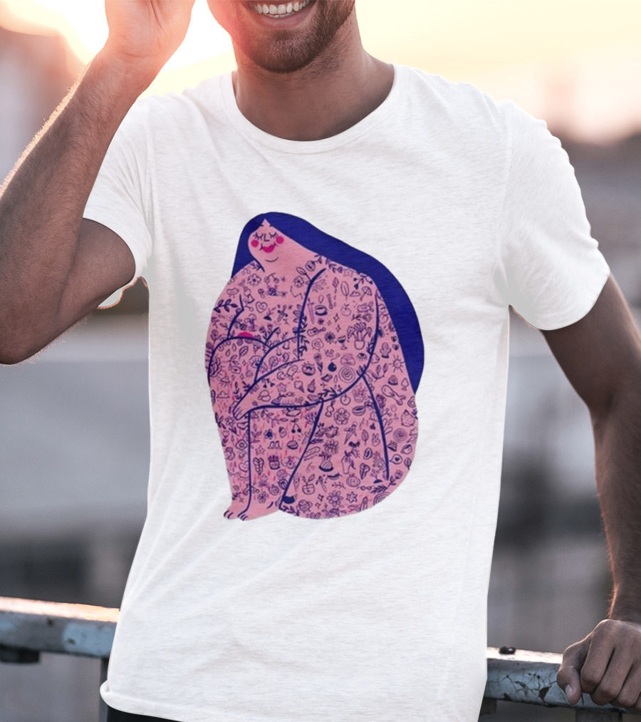 Marie Boiseau Tatouée Pink Figure With Detailed T-Shirt