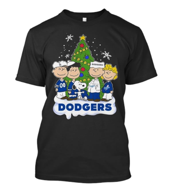 Los Angeles Dodgers Merry Christmas With Snoopy And Peanuts Characters T-Shirt